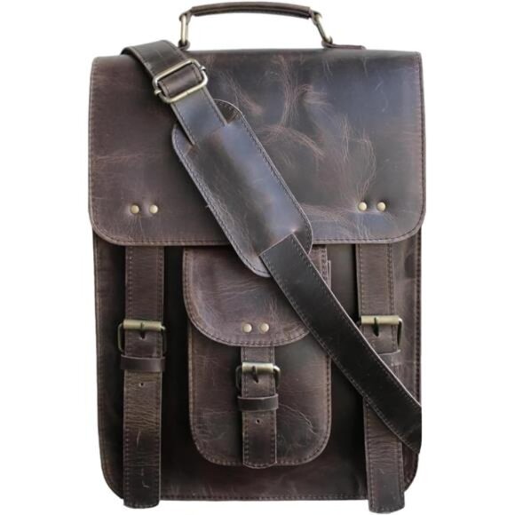 Genuine Leather Messenger Bag Vintage Laptop Crossbody Bag Satchel Man